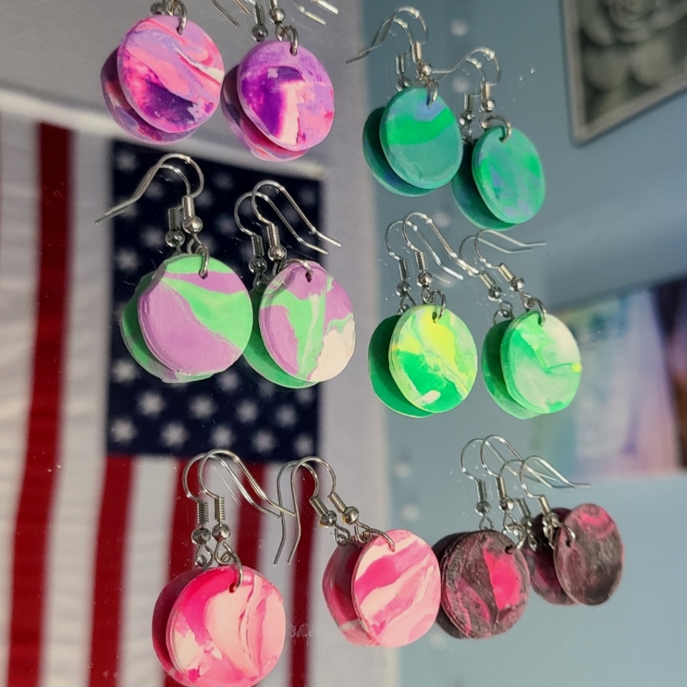 2 pair Handmade Clay Earrings